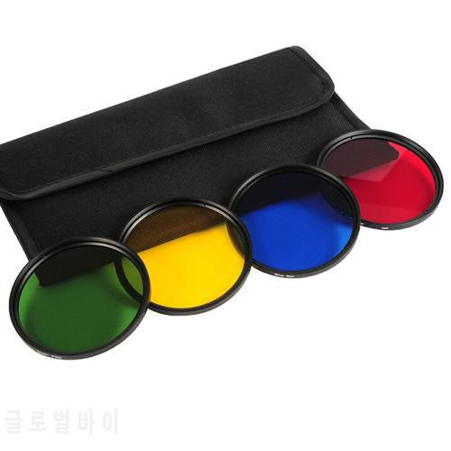 5in 1set lens Filter Colour Filter Set Green Yellow Blue Red + Filter BAG For Canon Nikon pentax 49 52 55 58 62 67 72 77 MM