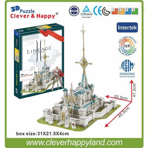 Best selling toy 3d puzzle game Lineage 2 Aden Castle paper model 224PCS