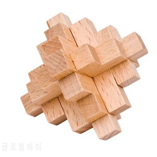 Classic Burr Puzzle 15-piece Wooden Interlocking Brain Teaser Puzzles Game for Adults Kids