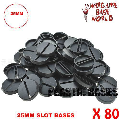 Gaming Miniatures 80 x 25mm round plastic slot bases