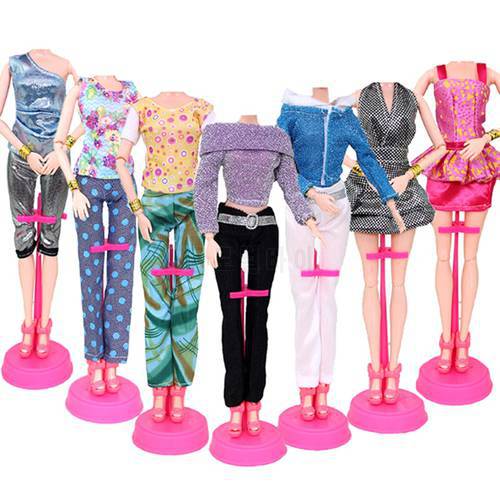 1PCS Cartoon Fashion Handmade Outfit Short Dress Cute Floral T-shirt Leggings Trousers Clothes Or Crystal Shoes For Doll Toys
