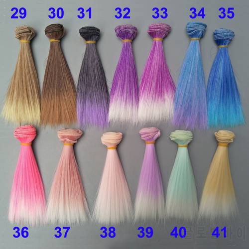 Factory Offer Doll Hair 15cm 25cm Pink Yellow Purple Blue Brown Color Straight Doll Wigs for Russian Handmade Doll Diy Accessory
