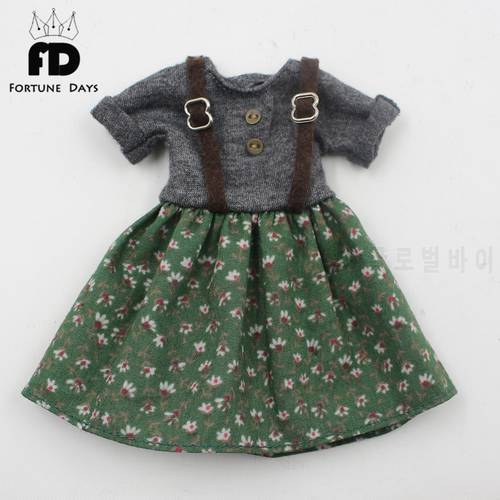 ICY DBS Blyth doll joint body green gray dress suspender skirt blue clothes Casual outfits girls clothes