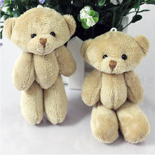 100pcs/lot 12CM Promotion gifts mini brown bear plush toy joint teddy bear bouquet doll/cell phone accessories