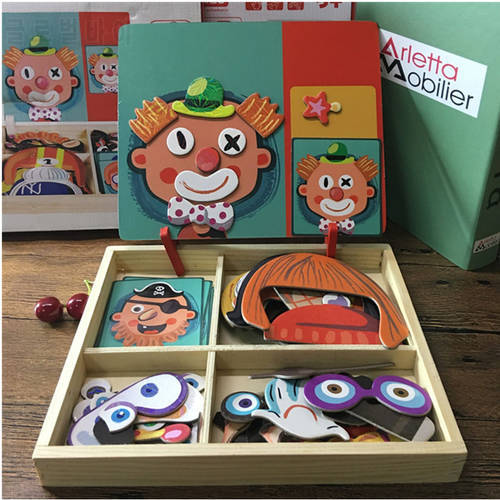 Magnetic Puzzle Wood Toys Wooden Puzzles For Kids Early Learning Educational Cognitive Pretend Play Board Game Children Gift