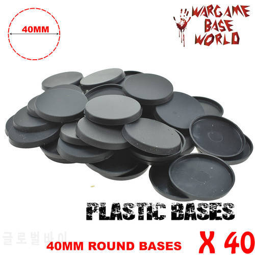 Plastic round 40mm bases for Miniatures and wargames x 40pcs