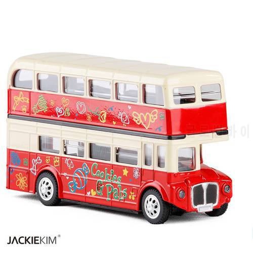 1:28 London Double Decker Bus Acousto-optic Alloy Car With Pull Back Model For Children Birthday Gifts Toy Free Shipping