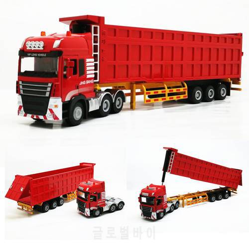 High imitation engineering container truck model,1: 50 alloy Semi-trailer dump truck,metal castings,free shipping