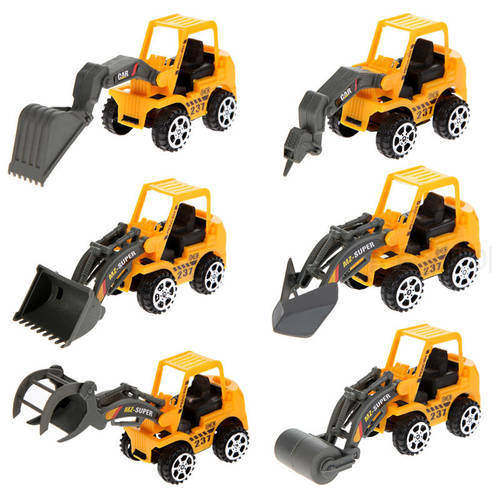 6Pcs/Lot Mini Excavator Model Car Toys Vehicle Sets Plastic Construction Bulldozer Engineering Vehicle Engineer Model for Boys