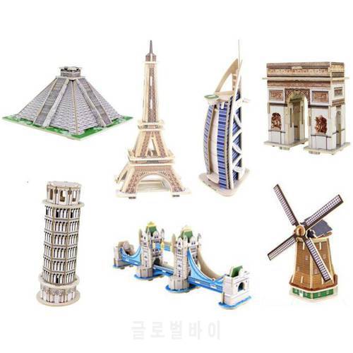 2017 New 3D Wooden Puzzle DIY Model Building Kits World Famous Architecture for Children Adults