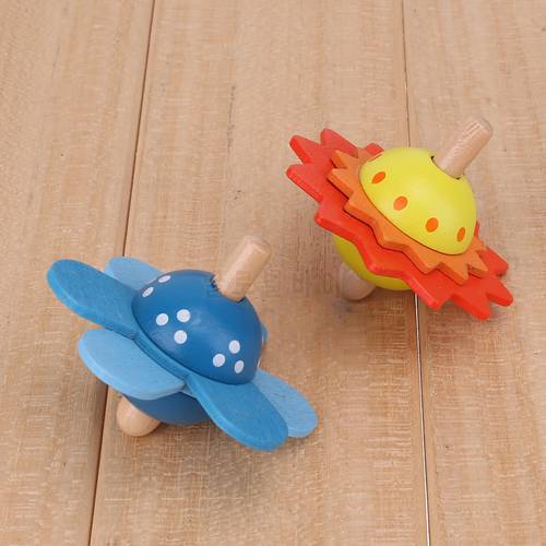 Kids Wooden Toys Flower Rotate Spinning Top Wooden Classic Toys For Chidren Kids Develop Intelligence Education Montessori Toys