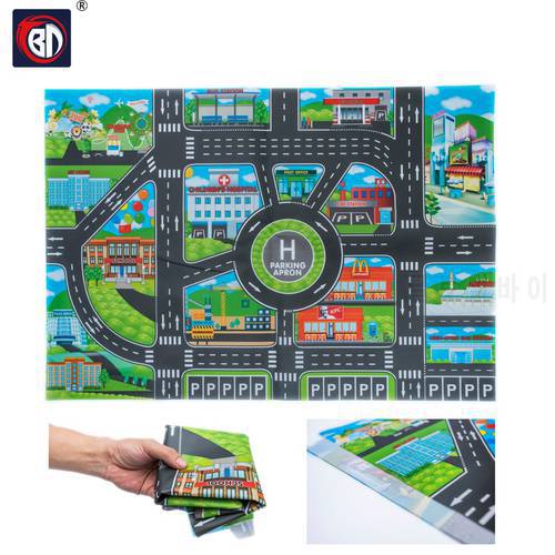 10Pcs Cars & 1Pcs Map 83*58CM City PARKING LOT Roadmap Alloy Toy Model Car Climbing Mats English Version Gifts for Kids