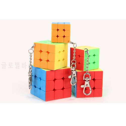 Mini Moyu mofangjiaoshi Magic Speed 3x3x3 cube keychain stickerless Cube Keyring puzzle cube key chain toys for children
