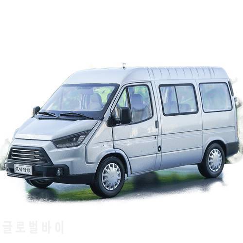 1:18 Diecast Model for Ford JMC Teshun Transit Silver MPV Alloy Toy Car Miniature Collection Gift Truck Van