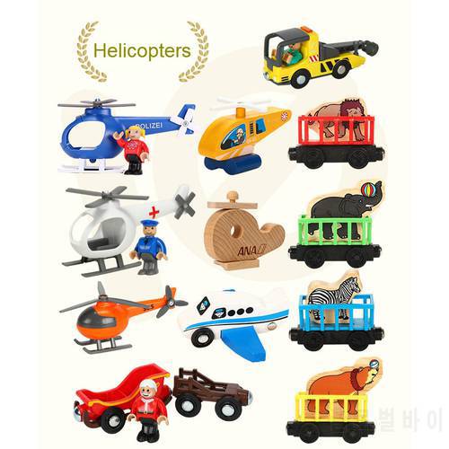 EDWONE Wood Magnetic Train Plane Wood Helicopter Chrismas Car Accessories Toy For Kids Fit Wood thoma s Biro Tracks Gifts