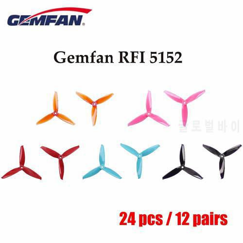24 pcs / 12 pair Gemfan 5152 plastic 3 blade cw ccw propeller prop compatible 2205 brushless motor for FPV Racing Drone
