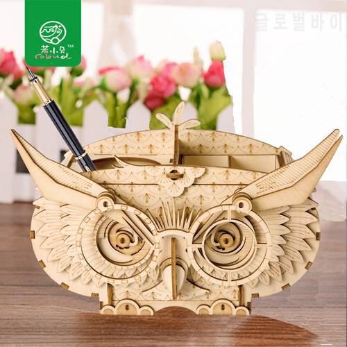 Robotime 3D DIY Owl Shortage Box Puzzle Game Wooden Model Building Kits Educational Toys Hobbies Gifts for Children TG405