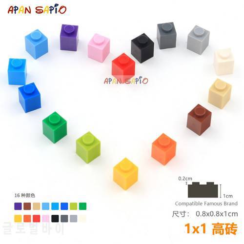 50pcs/lot DIY Blocks Building Bricks Thick 1X1 Educational Assemblage Construction Toys for Children Size Compatible With Brand