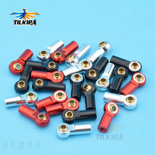 10pcs Red/Silver/Black M3 Metal Ball Head Holder Tie Rod End For SCX10 D90 1/10 RC Car Truck,Buggy Crawler