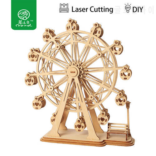 Robotime 3D DIY Craft Ferris Wheel Puzzle Game Wooden Model Building Kits Popular Educational Toys Gifts for Children Adult TG