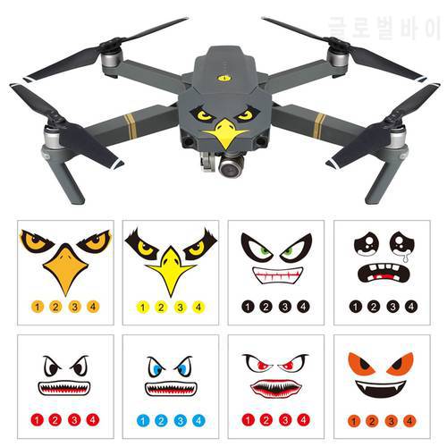 8pcs Sticker Drone Decal for DJI Mavic Pro Accessories for DJI Spark Art Eagle Smile Shark Sticker Decal Eyes Skin