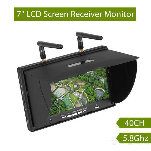 LCD5802S LCD5802D 5802 5.8G 40CH 7 Inch Raceband FPV Monitor 800x480 With DVR Build-in Battery Video Screen For FPV Multicopter