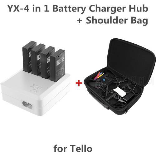 tello 4 in 1 Multi Battery Charger Hub RC Intelligent Quick Charging EU/US+tello Drone Body & Remote Controller Shoulder Bag