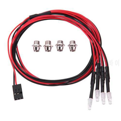 4 LED Headlight 3mm White/Red Light RC Car Parts for TRAXXAS HSP HPI REDCAT Axial SCX10 Remote Control Toys Accessories