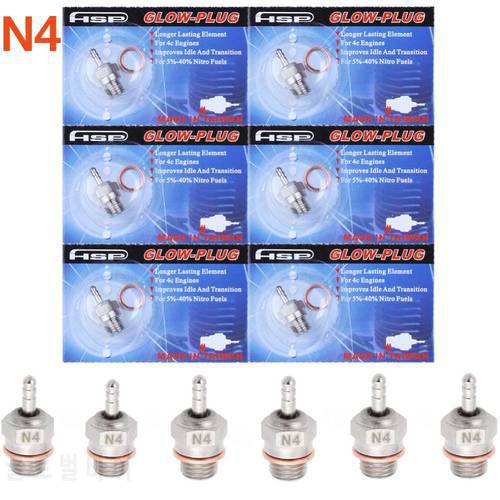 6pcs Spark Glow Plugs N4 Engine Parts Replacement of OS 8 For RC Nitro Car For Traxxas Redcat HSP 70117