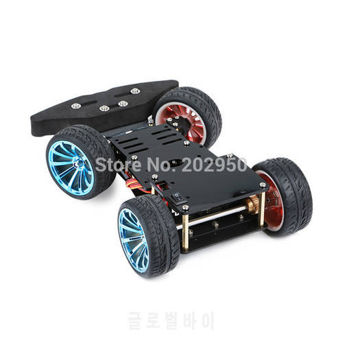 4WD RC Smart Car Chassis For Arduino Platform With MG996R Metal Gear Servo Bearing Kit Steering Gear Control DIY 4 Wheel Robot