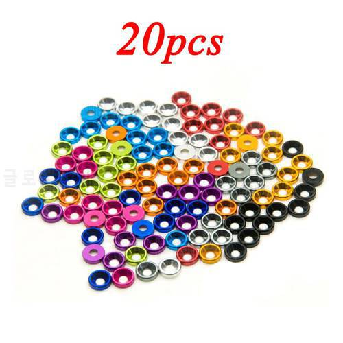 Free Shipping 20PCS M3 Colorful Countersink Gasket 3mm Aluminum Alloy Cup Shape Washers For M3 Screw 3mm Screw Spacers