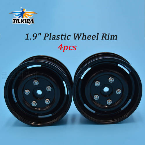 4pcs 1/10 Black/White ABS Plastic 1.9 Wheel Rim 1.9