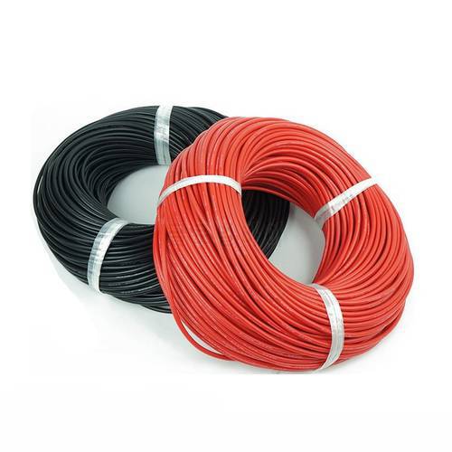 1meter Red+1meter Black Silicon Wire 12AWG 14AWG 16AWG 22AWG 24AWG Heatproof Soft Silicone Silica Gel Wire Cable