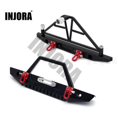 INJORA 1:10 RC Crawler Metal Front & Rear Bumper with Lights for 1/10 Axial SCX10 90046 RC Car