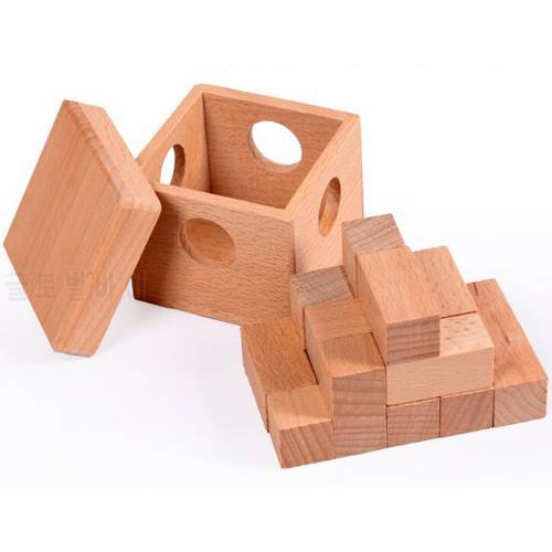 Desk Novalty Wooden Soma Cube Puzzle IQ Mind Box Brain Teaser Game for Adults Kids