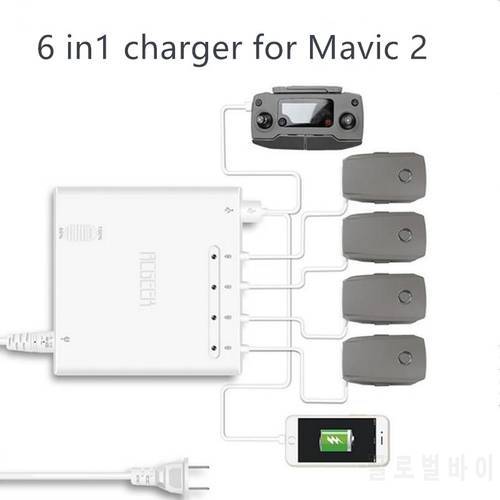 MAVIC 2 battery charger 6 in 1 output charging 4 battery port + 2USB port remote control charging for DJI mavic 2 pro zoom drone
