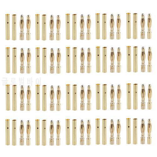 High Quality 20pcs/lot 2.0mm Alloy Golden Bullet Banana Connector Plug For RC Battery Motor