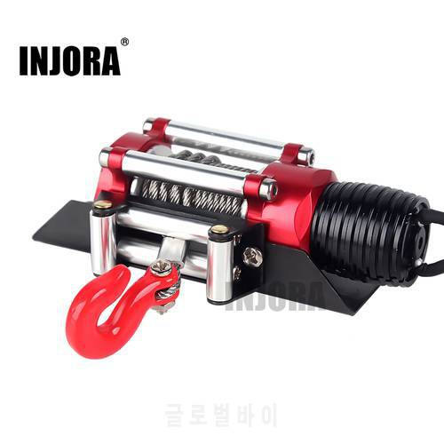 INJORA RC Car Metal Steel Wired Automatic Simulated Winch for 1/10 RC Crawler Car Axial SCX10 90046 D90 Traxxas TRX4