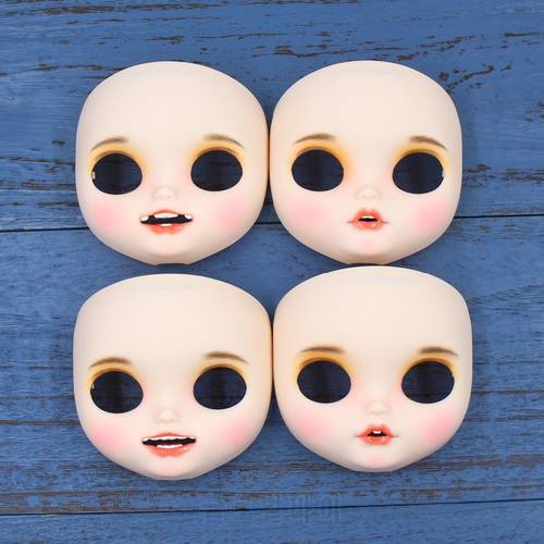 DBS blyth doll icy customized face open mouth with teeth tongue white skin lips carves eyebrow face with backplate and screws