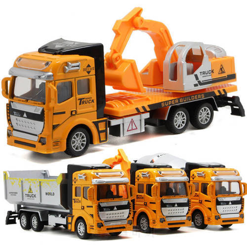 1:48 Alloy Engineering Vehicles Tanker Dump Truck Toy Garbage Car Excavator Toys With Pull Back Car Model Truck For Kids Gift