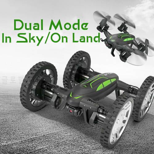 Air Or Road RC Camera Drone Car 2 in 1 Flying Car 2.4G RC Quadcopter Drone 6-Axis 4CH Helicopter With HD Camera High Speed 4WD