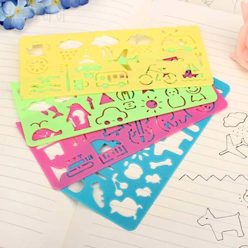 4 Pcs/Set Spirograph Geometric Ruler Learning Animal Drafting Tools Stationery For Students Kids Drawing Toys Gifts Stencil Tool