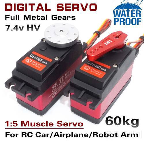 DS5160 SSG 60kg 8.4v High Voltage Waterproof Digital Servo for 1:5 RC Car SAVOX-0236 LOSI XL 5T Robot Arm 180 270 Servo