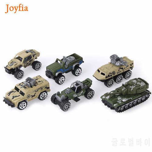 6PCS/Lots 1:64 Scale Mini Diecast Toy Vehicles Sliding Car Model Metal Alloy Military Model Car Tank Vehicles For Kids Boys
