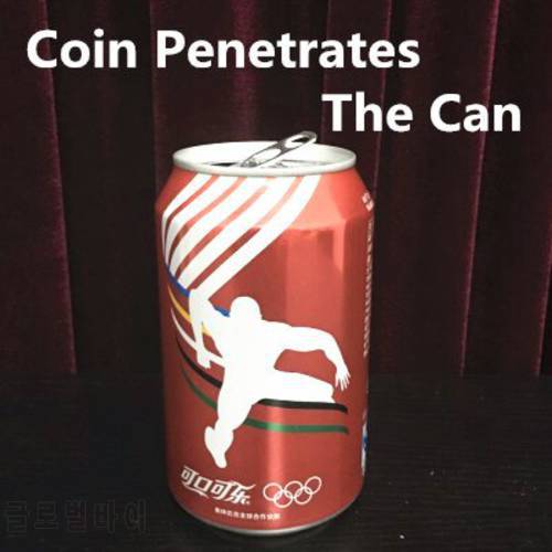 Free shipping Coin Penetrates The Can (English can version) - close up magic,magic trick,comedy,illusion,magic props