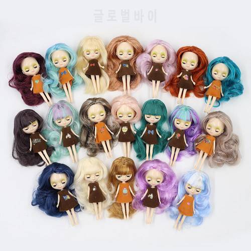 Factory mini blyth doll 10CM colorful hair color with random dress with bangs or no bangs normal body DIY fashion toys
