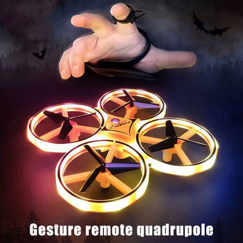 Mini Sensing Gesture Quadcopter Induction Drone Smart Watch Remote Aircraft UFO Somatosensory Noctilucent Interaction