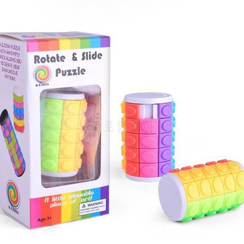 5th Order 3D Rotate And Slide Stress Cube Puzzle Toy Rainbow Color Cylinder Sliding Puzzle For Autism And Stop Stress