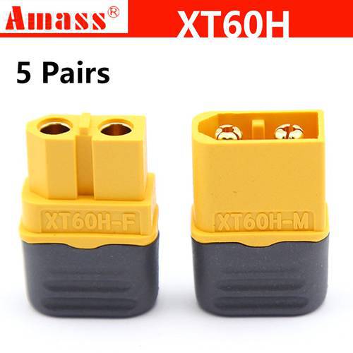 Amass XT60H XT-60H connector 10pcs With Sheath Housing Female / male XT60 plug for RC Lipo Battery(5 Pair )