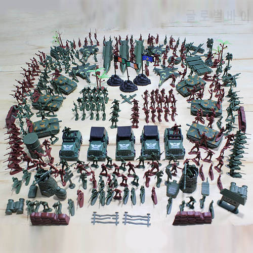 Kids 307pcs Plastic Military Soldier Army Base Model Army Men Figures Battle Group Weapon Accessories Playset Children Toys